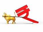 Bull Pulling Indian Rupay Stock Photo