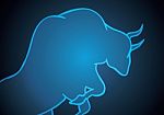 Bull Stock Market Blue Technology Background Stock Photo