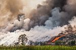 Burning Garbage Heap Of Smoke Stock Photo