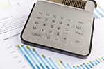 Business Analysis - Accounting Report With Calculator Stock Photo