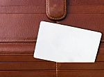 Business Card In Leather Bag Stock Photo