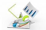 Business Chart With Growth Graph Stock Photo