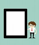 Business Concept, Businessman Holding Tablet With Blank Screen.  Illustration Stock Photo