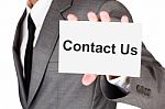 Business Contact Us Card Shown Stock Photo