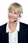 Business Executive Implementing The Product Through Telecalling Stock Photo