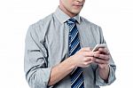 Business Executive Using Cell Phone Stock Photo