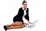 Business Executive Working On Laptop Stock Photo