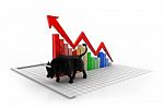 Business Graph With Bull Stock Photo