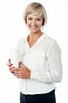 Business Lady Holding Beverage Stock Photo