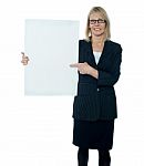 Business lady holding blank board Stock Photo