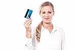 Business Lady Holding Debit Card Stock Photo