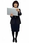 Business Lady Holding Laptop Stock Photo