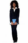 Business Lady Holding Notebook Stock Photo