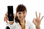 Business Lady Holding Smartphone Stock Photo