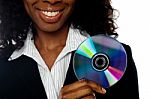 Business Lady Showing CD Stock Photo