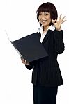 Business Lady Showing Ok Sign Stock Photo