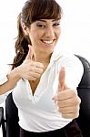 Business Lady Showing Thumbs Up Stock Photo