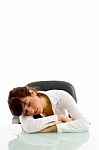 Business Lady Sleeping On Table Stock Photo