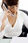 Business Lady Talking Over Phone Stock Photo