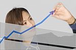 Business Lady Touching Growth Arrow Stock Photo