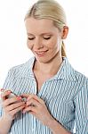 Business Lady Typing Sms Stock Photo