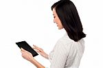 Business Lady Using Tablet Pc Device Stock Photo