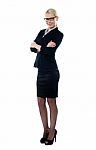 Business Lady With Arm Crossed Stock Photo