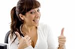 Business Lady With Thumbs Up Stock Photo