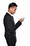 Business Man Use Mobile Phone Stock Photo