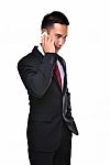 Business Man Use Mobile Phone Stock Photo