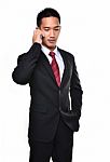 Business Man Use Mobile Phone Stock Photo