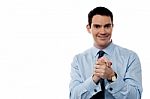 Business Man With Clasped Hands Stock Photo