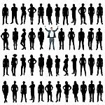 Business People Silhouettes, Unique Concept Stock Photo