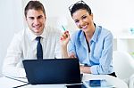 Business People Working In The Office With Laptop Stock Photo