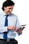 Business Professional Browsing On Tablet Pc Stock Photo