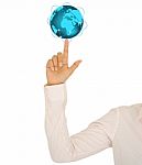 Business Woman Holding A Glowing Earth Globe Stock Photo