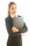 Business Woman Holding Document Stock Photo