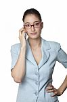 Business Woman Talking On A Smart Phone Stock Photo