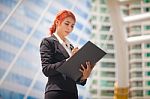 Business Woman With Document Stock Photo