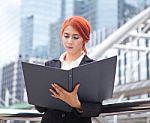 Business Woman With Document Stock Photo