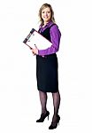 Business Woman With Documents Stock Photo