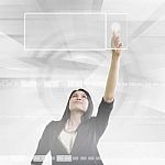 Business Woman With Futuristic Screen Stock Photo