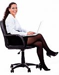 Business Woman With Laptop Stock Photo