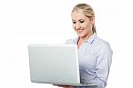 Business Woman Working On Laptop Stock Photo