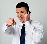 Businessman Attending An Important Call Stock Photo