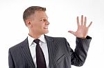 Businessman Counting Fingers Stock Photo