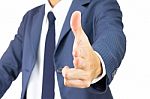 Businessman Finger Gun Isolated On White Background Stock Photo