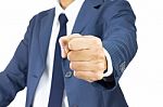 Businessman Fist Isolated On White Background On Vertical View Stock Photo