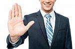 Businessman Hands Showing Stop Sign Stock Photo