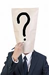 Businessman Head With Question Mark Stock Photo